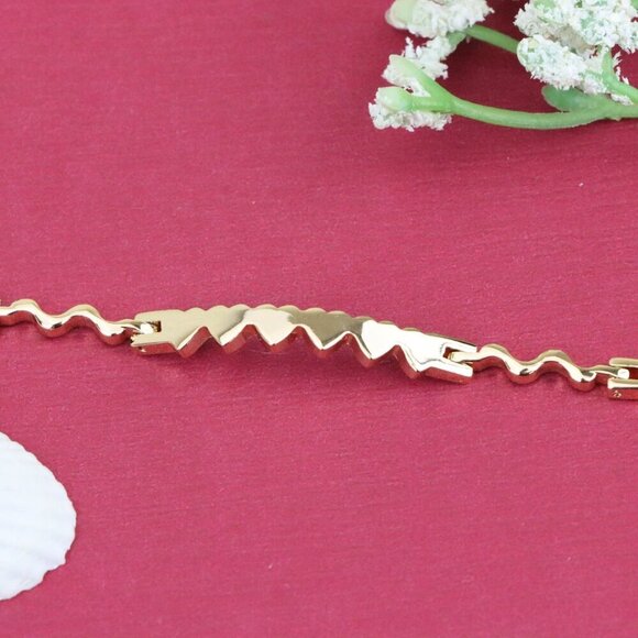 "Trendy Zigzag Rose Gold Bracelet in High Quality Gold Plated Brass, XPBL0868 - Picture 12 of 12